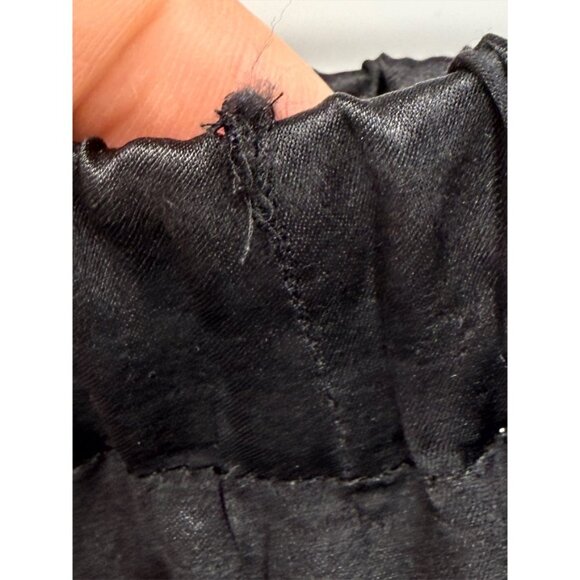 6397 Black Satin Silk Elastic Waistband Pull-On Pants - Picture 5 of 7